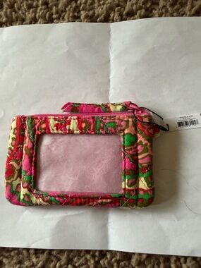 Vera Bradley Pink Green Floral Quilted ID Case Wallet